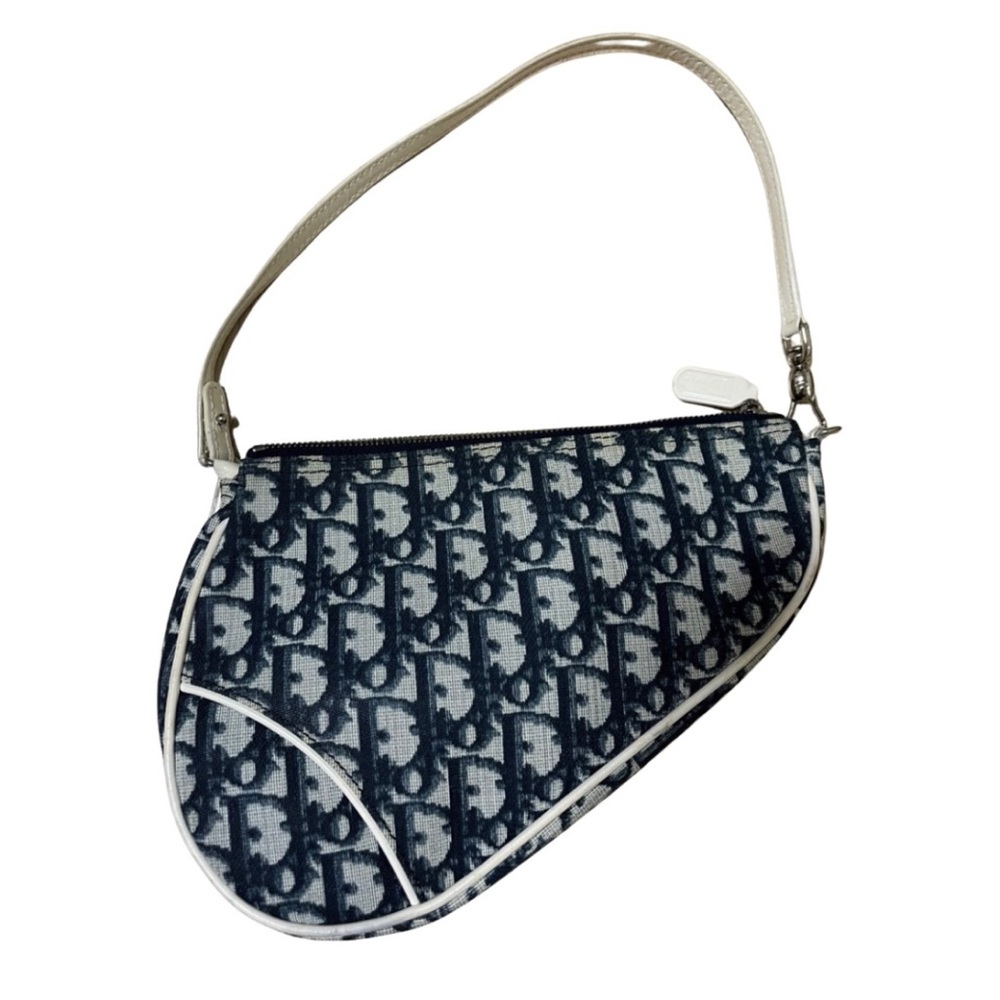 Dior Vintage Classic Saddle Bag — Blue/White